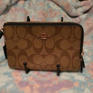 Coach Brown and Black Monogram Wristlet